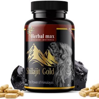 Herbal Max Himalayan Shilajit Gold – 800mg | 30 Capsules | With Ashwagandha, Safed Musli & More | Boosts Strength, Stamina, Energy & Immunity | Ayurvedic Supplement for Men