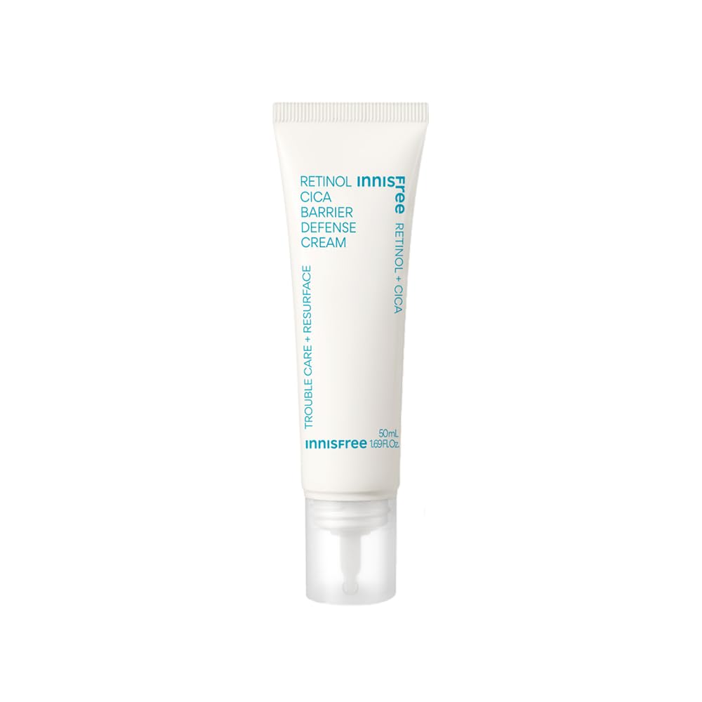 Innisfree Retinol Cica Barrier Defense Cream, 1.7 fl oz (50 ml), Retinol, Trouble Care, Moisturizing, Hypoallergenic, Sensitive Skin, Koream Skincare Cream