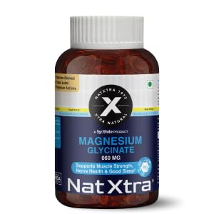 NatXtra Magnesium Glycinate Supplement | Supports Sleep Quality, Relaxation & Muscle Ease | 120 Veg Capsules