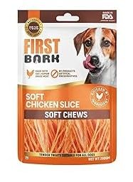 First Bark Dog Treats for Adult Dog & Puppy – Soft Chews Tender Chicken Jerky for Dogs, Small Dogs & Shih Tzu | Easy-to-Chew Puppy Treats & Dog Snacks – Soft Chicken Slice (200g) x1