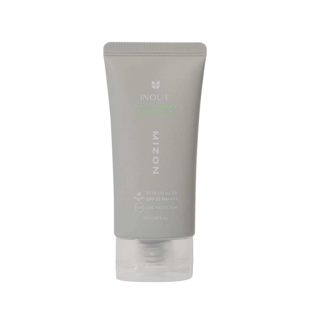 Mizon Inout Watery Sheer Sunscreen SPF50 PA++++ Ultra Moisturising - 24-Hour Sun Protection - Suitable for Acne/Sensitive Skin - 100% Vegan - 50 ml