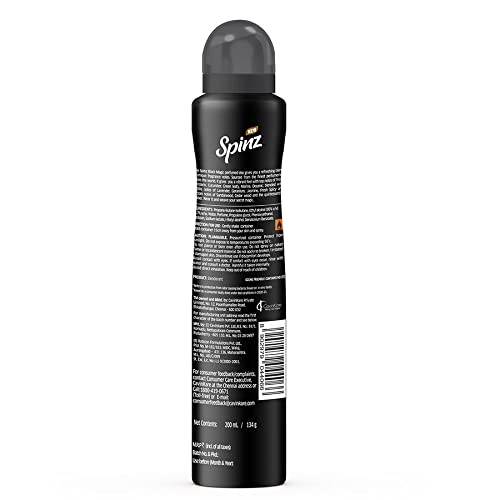New Spinz Black Magic Perfumed Deo for Women, with International Fragrances for Long Lasting Freshness and 24 Hours Protection from Odour causing Bacteria, 200ml