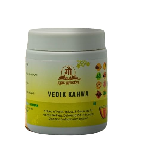 cow ved GauGranth Vedic Kahwa - 80G (Pack Of 1) | Boosts Immunity & Energy | Supports Digestion | Blend of 12 Real Ayurvedic Herbs - Cinnamon, Ginger, Turmeric, Asafoetida
