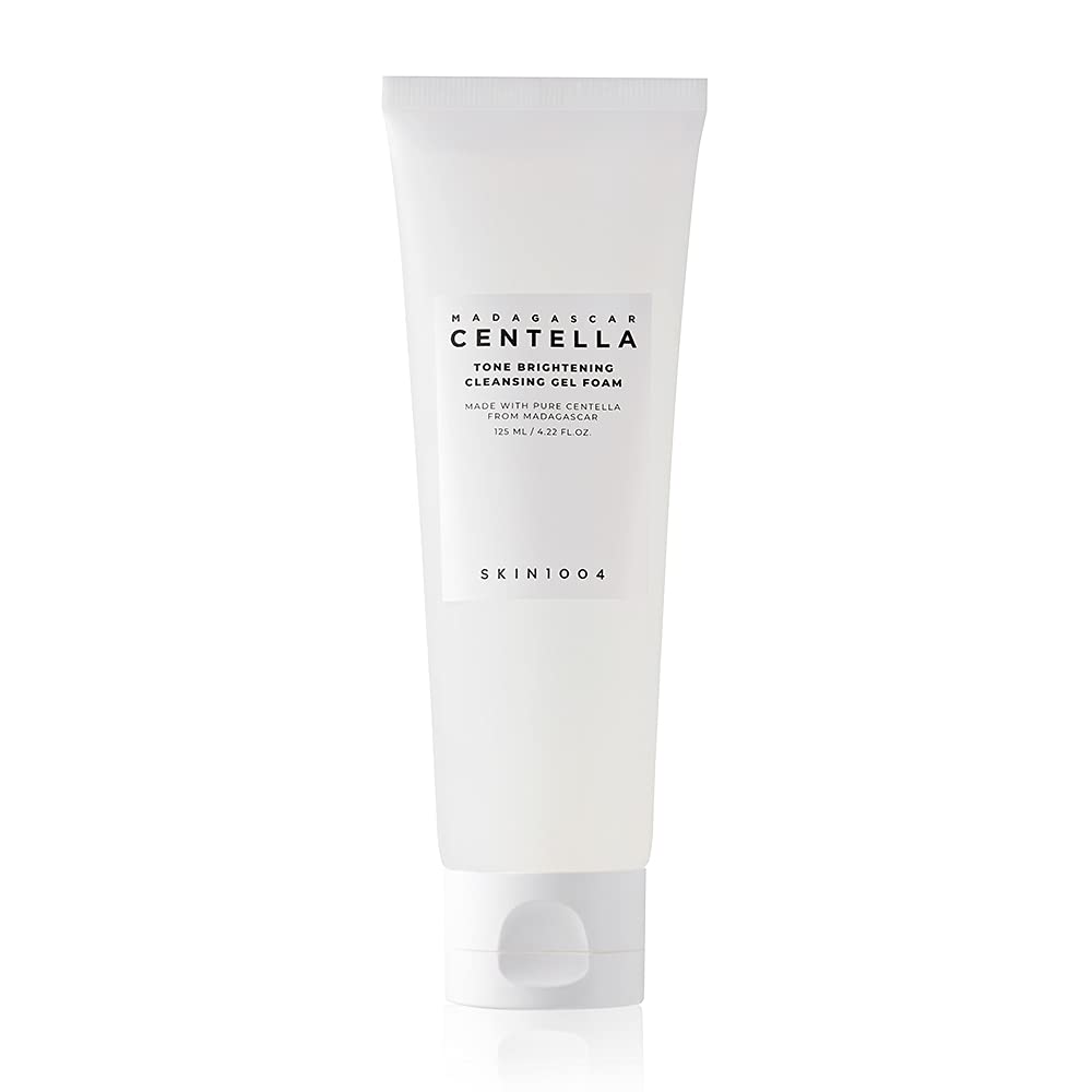 SKIN1004 Centella Tone Brightening Cleansing Gel Foam | Moisturizing & Gentle Exfoliating Cleanser with Niacinamide for Sensitive Skin, 125ml