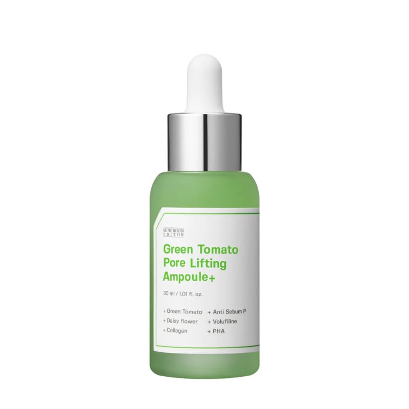 SUNGBOON EDITOR Green Tomato Pore Lifting Ampoule+ (75 ml) | Pore-Tightening & Lifting Serum | Firming, Oil Control & Smoother Skin