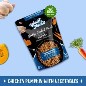 Wuuff&Meow Chicken Pumpkin with Vegetables Dog Food — Gently Cooked Wet Dog Meal with Zero Preservatives| Powered By BioFiber - Arbocel Purified Plant-Based Fiber | 100g