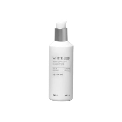 White seed skincare bottle on a white background