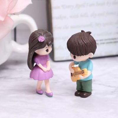 Dashboard Toys - Cute Couple Car Ornament for Decoration, Ideal Gift for Car Lovers, Durable Interior Accessories, with 4 Resin Adhesive Stickers (Purple)