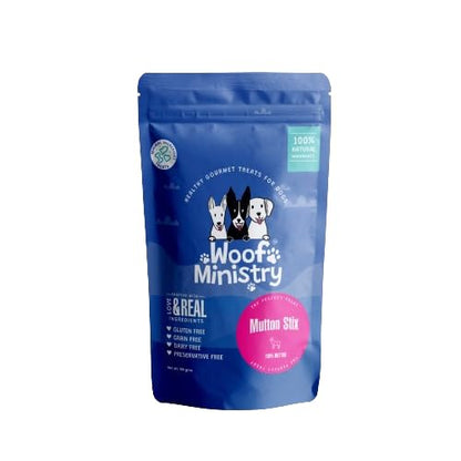 Woof Ministry Mutton Stix for Dogs, Single Ingredient Dehydrated Dog Treats (Non Veg Treats -100 Grams)