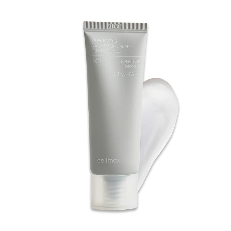 celimax Dual Barrier Watery Sun Cream SPF50+ PA++++ (40ml) Korean Sunscreen with Barrier-Strengthening Ceramides & Hyaluronic Acid, Daily Hydrating, Non-Greasy & Invisible Finish, UVA/UVB Sun Protection for All Skin Types