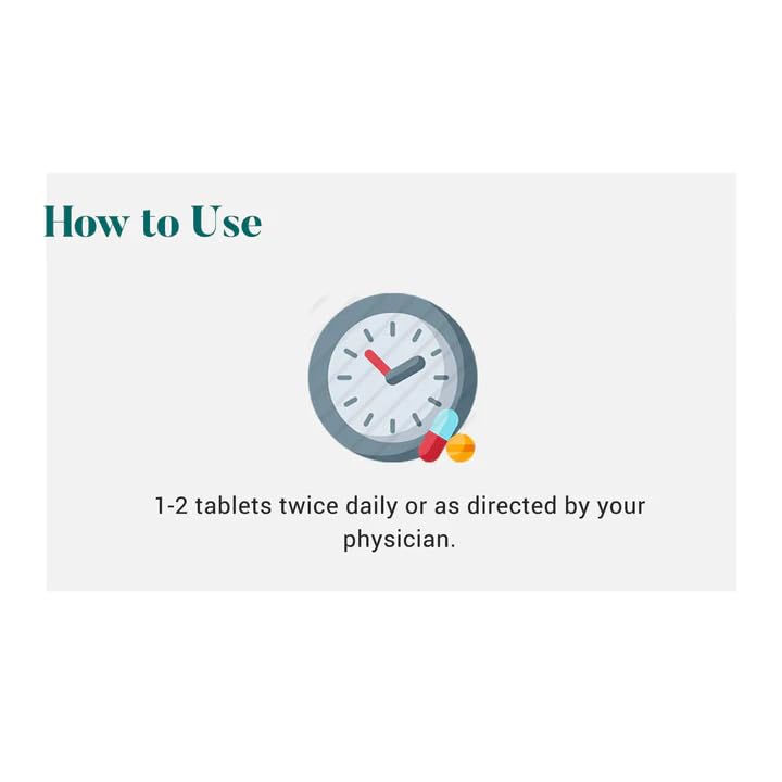 Instructional graphic on how to use medication with a clock and tablets.