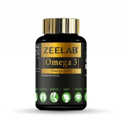 Zeelab Omega 369 Capsules with Omega-3, Omega-6 & Omega-9 Fatty Acids | Enriched with EPA & DHA for Heart Health, Brain Function, Joint Support & Overall Wellness – 60 Softgels