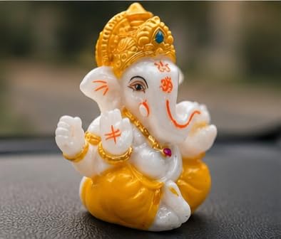 Gold Art India Ganesha Idol Car Dashboard Murti 3.3 inch