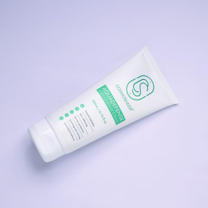 AquaDefense Barrier Repair Cream with Shea Butter, Glycerin & Vitamin E, 48-Hour Hydration & Skin Barrier Support, Lightweight Moisturizer for Dry & Sensitive Skin, 200 mL