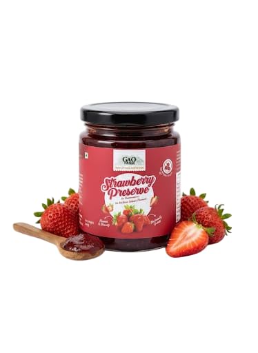 GAO FARM Natural Strawberry Jam & Preserve 200g | No Added Sugar, Vegan & Gluten Free | 100% Real Strawberries & Apple Juice | No Preservatives | Toast, Breakfast & Baking Spread