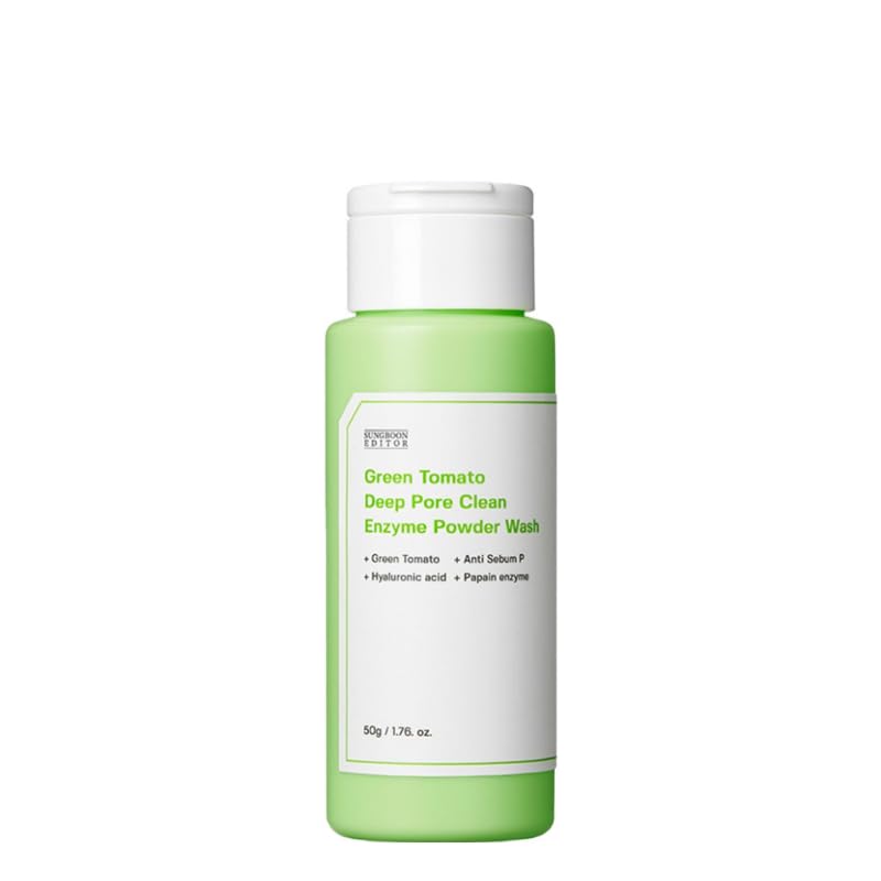 SUNGBOON EDITOR Green Tomato Deep Pore Clean Enzyme Powder Wash (50 g) | Enzyme Face Cleanser for Pore Care | Deep Cleansing, Gentle Exfoliation & Oil Control
