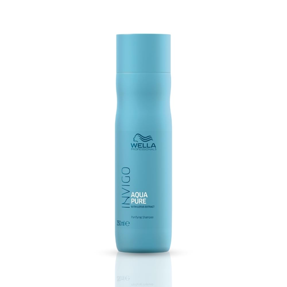 Wella Aqua Pure shampoo bottle on a white background
