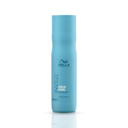 Wella Aqua Pure shampoo bottle on a white background