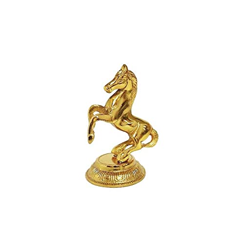 Jumping Horse Metal Statue for Wealth Table Top Figurine for Living Room Bedroom Home Office Animal Decorative Showpiece Feng Shui Vanstu Sculpture for Gift Purpose.