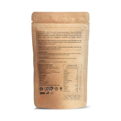 Himaleh Seabuckthorn Berries Powder 200g | Rich in Vitamin C | No oil | Edible | Fiber, Omegas | Dry Sea buckthorn Himalayan Berry Powder | Pack of 1