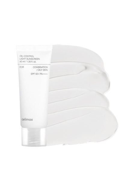 celimax Oil Control Light Sunscreen SPF50+ PA++++ (40ml) UVA/UVB Protection with Niacinamide & Anti-Sebum Complex, Matte, Oil-Controlling, Lightweight & Non-Greasy Daily Sunscreen for Oily, Combination & Sensitive Skin