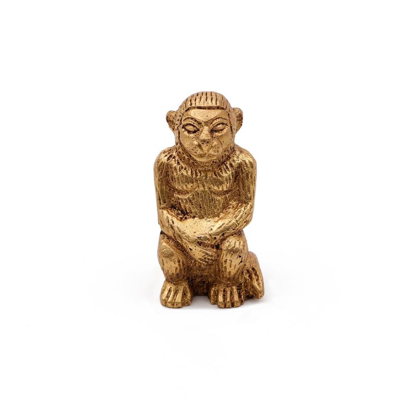 Brass Animal Monkey Statue Handcrafted Decorative Showpiece Idol for Home, Office Dcor (Size : 5cm Height | Weight : 119gm Approxe)
