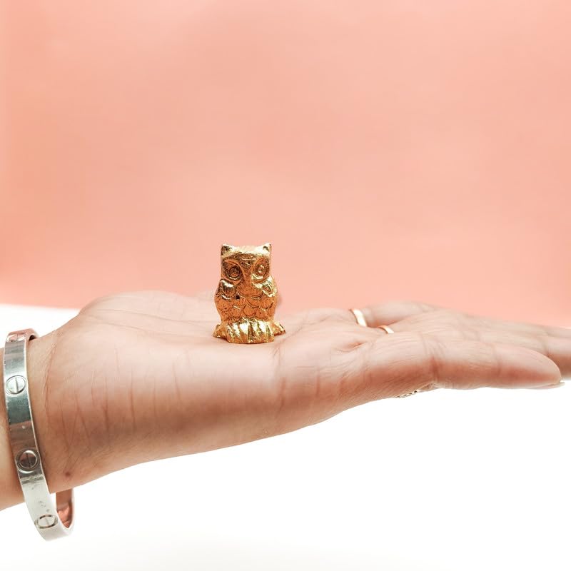 Brass Animal Owl Sculpture Statue Handcrafted Decorative Showpiece Idol for Home, Office Decor (Size : 3cm | Weight : 25gm Approxe)