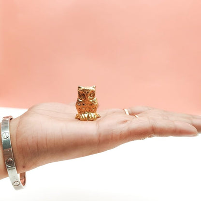 Brass Animal Owl Sculpture Statue Handcrafted Decorative Showpiece Idol for Home, Office Decor (Size : 3cm | Weight : 25gm Approxe)