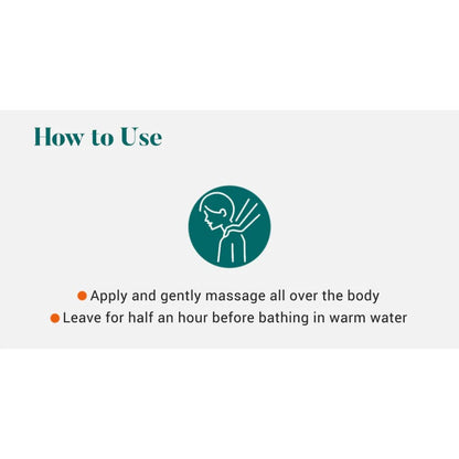 Instructions on how to use a product, including application and massage, with a minimalistic design.