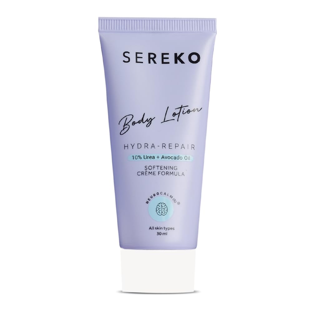 Sereko body lotion tube on a white background