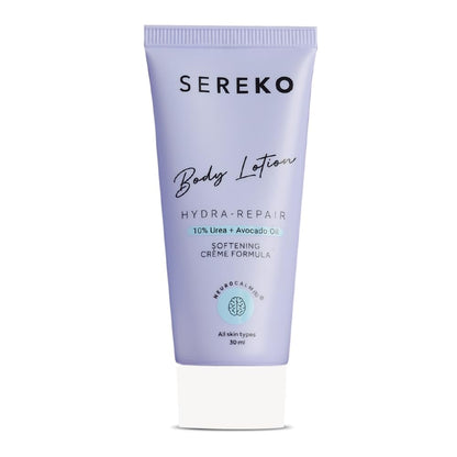 Sereko body lotion tube on a white background