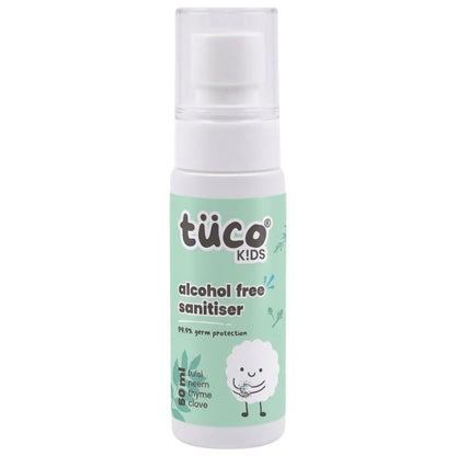Tüsco Kids alcohol free sanitiser bottle on a white background