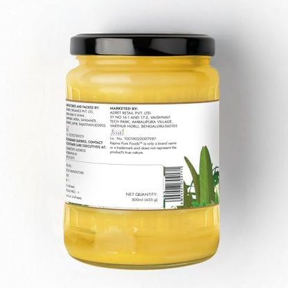 Kapiva Certified A2 Gir Cow Ghee 500ML | Traditional Vedic Bilona Method | Grassfed, Pure & Healthy | Curd-Churned | Premium Glass Bottle | 100% Natural & Lab-Tested | Rich in Nutrition