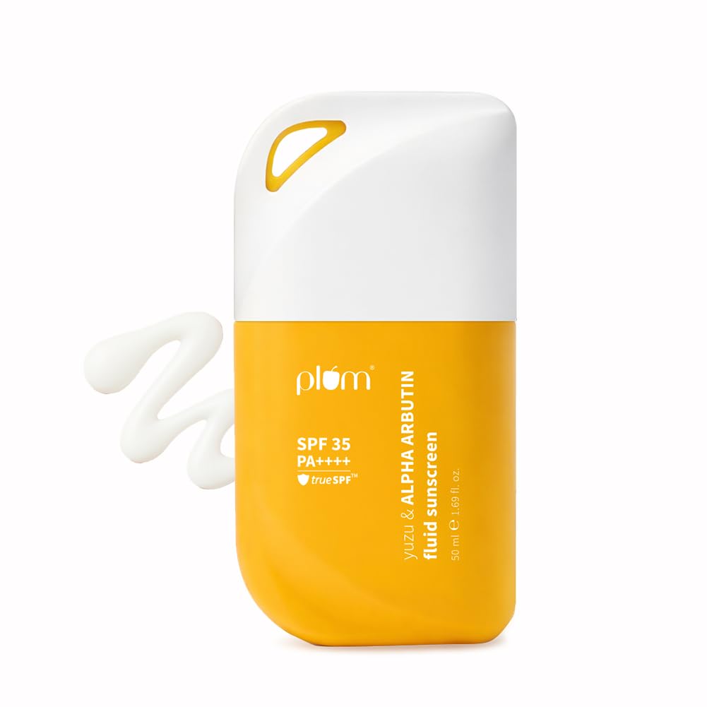 Plum Yuzu & Alpha Arbutin Weightless Fluid Sunscreen 35 PA++++  | Helps Fade Tan & Dark Spots | Ultra-light Texture | 50 gm