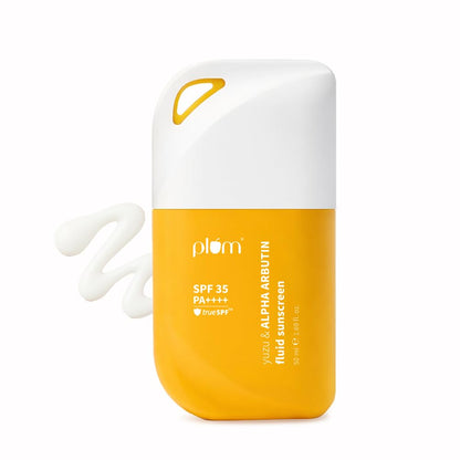 Plum Yuzu & Alpha Arbutin Weightless Fluid Sunscreen 35 PA++++  | Helps Fade Tan & Dark Spots | Ultra-light Texture | 50 gm