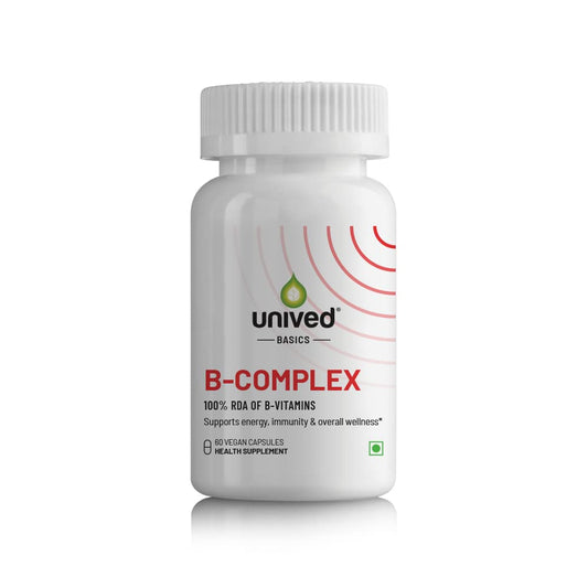 Zephivo Unived Basics B-Complex | 100% RDA of 8 Essential B-Vitamins | Healthy Energy Levels & Metabolism | 60 Vegan Capsules
