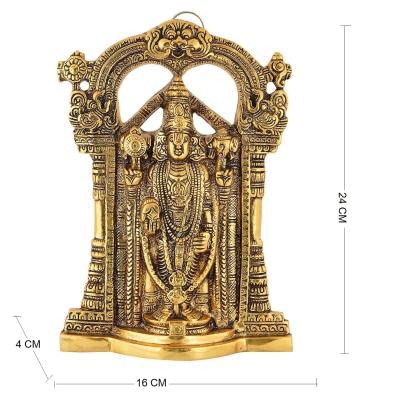Kalakriti Gold Plated Wall Hanging God Tirupati Balaji Sri Venkateswara Swamy Idol | Spiritual Home Décor| Religious Diwali Gift | Statue for Pooja Living Room Mandir Decoration, 1Pc