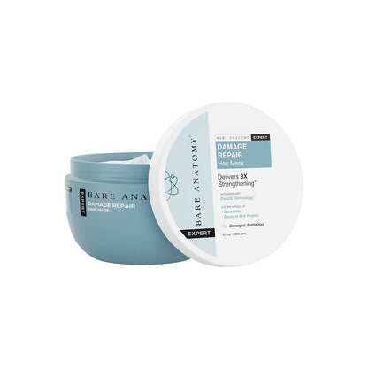 Bare Anatomy Damage Repair Hair Mask with open lid on a white background