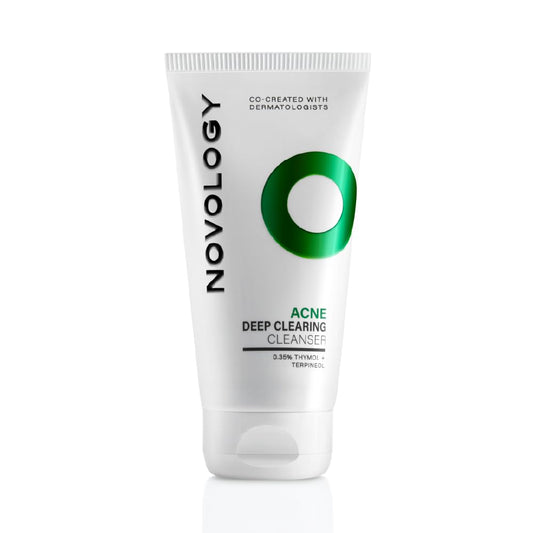 Novology Acne Deep Clearing Cleanser tube on a white background