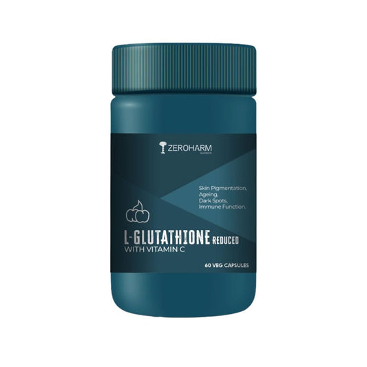 ZEROHARM L-Glutathione Reduced with Vitamin C, E & Biotin | Glutathione Capsules for Skin Whitening | Skin Glow, Pigmentation & Collagen Support for Men and Women | 1000mg per Serving | 60 Capsules