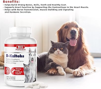 Bio PetActive D-Kaltabs Dicalcium Phospate & Vitamin D3 Chewable Tablets for Cats & Dogs Helps in Strong Bone & Teeth Support(30 Tablets)
