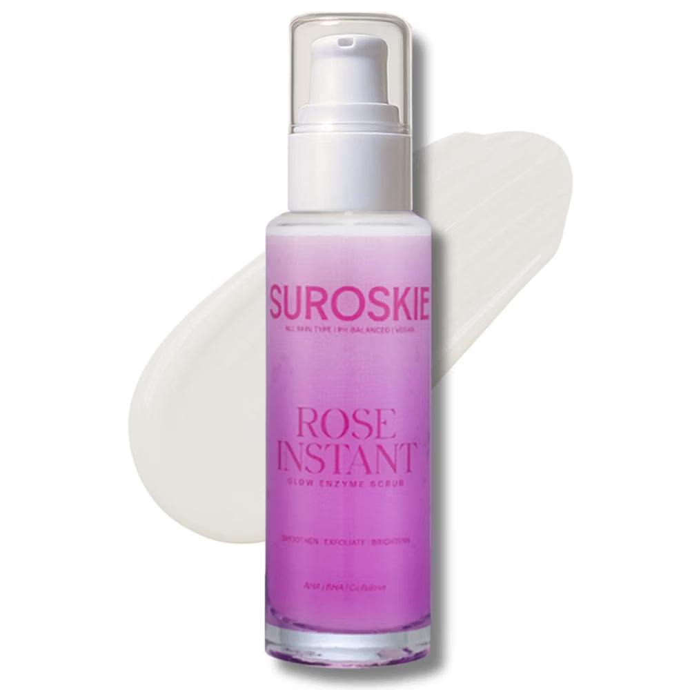 Suroskie Rose Instant Enzyme Face Scrub 50Ml | India’S First Enzyme Scrub For Glowing Skin, Cleans Pores & Dark Spots | Clear White & Black Head | Rose, Aha+ Bha & Cellulose Extract| For Men & Women