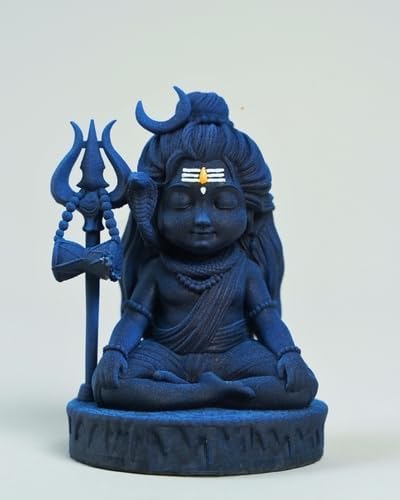 Shivji Idol for Car Dashboard, Home Temple & Office Desk | Compact Resin Mahadev Murti for Puja Room, Table Decor & Spiritual Gift | Small Lord Shiva Statue (Baby Lord Shiva)