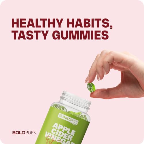 Boldfit Boldpops Apple Cider Vinegar Gummies with Mother and Vitamin B12 for Digestion Immunity Energy Support Green Apple Flavour Gluten Free 30 Gummies