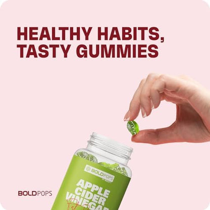Boldfit Boldpops Apple Cider Vinegar Gummies with Mother and Vitamin B12 for Digestion Immunity Energy Support Green Apple Flavour Gluten Free 30 Gummies