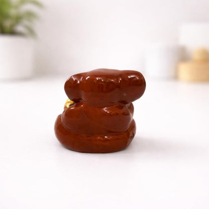 Resin Lord Ganesha Idol for Car Dashboard 5x5cm (Brown)