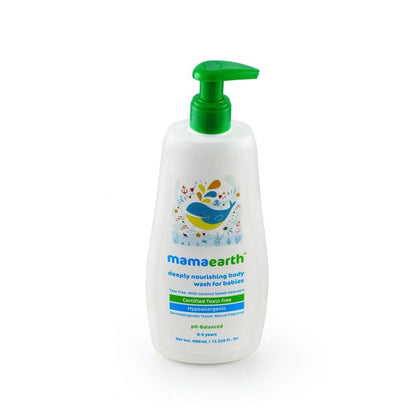 Mamaearth Deeply Nourishing Body Wash For Babies - 400 ml | pH5.5| Infused with Coconut Oil, Orange Essential Oil & Aloe Vera Extract | Deeply Nourishing | Tear-Free & Toxin Free Cleanser |
