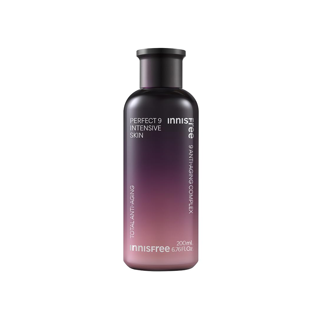 Innisfree Perfect 9 Intensive Repair Skin Anti-Aging Toner 200ml with 9 Active Jeju Ingredients - Korean Skincare for Firming, Hydrating, and Revitalizing Skin, Reduces Fine Lines & Wrinkles