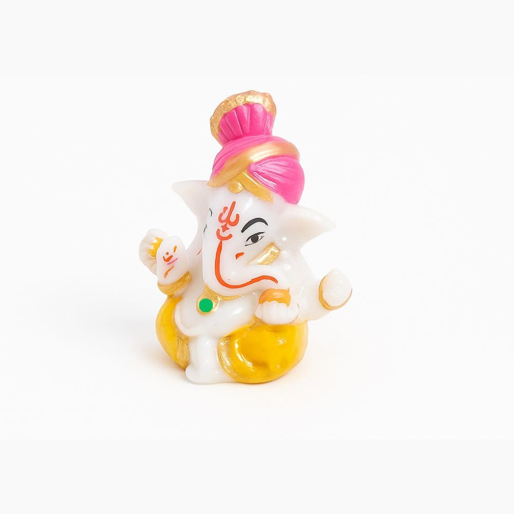 Ganesh Idol for Car Dashboard | Ganapati Statue for Home Decor, Office Desk & Temple | Polyresin Ganesha Murti Showpiece | Ideal for Diwali Gifts & Pooja