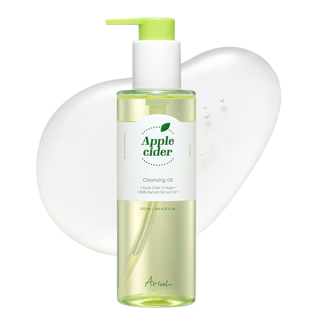 Ariul Apple Cider Deep Cleansing Oil (200ml) Korean Lightweight, Watery Face Cleansing Oil With Apple Cider Vinegar, Makeup Remover, Deep Pore Cleanser, Hydrating Facial Cleanser